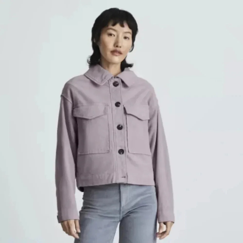 NEW Everlane Purple Moleskin Utility Jacket Organic Cotton XXS Pockets